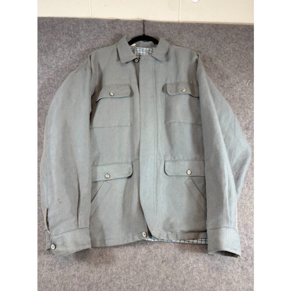 Vintage Twill Chore Jacket Mens Large Zip Up Plaid Lined Field Utility Workwear
